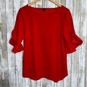 Ann Taylor Red Ruffle Sleeve